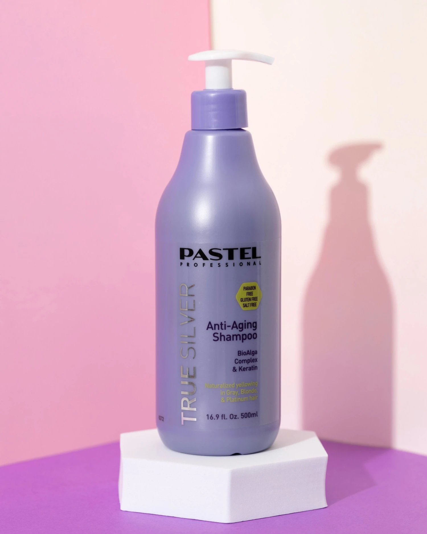 Pastel Professional True Silver Anti-Aging Shampoo 500ml(Pastel Professional Haircare Brass Removing Purple Shampoo For Blond Grey Hair) 2 Pastel Professional True Silver Anti-Aging Shampoo 500ml(Pastel Professional Haircare Brass Removing Purple Shampoo For Blond Grey Hair) - Image 2
