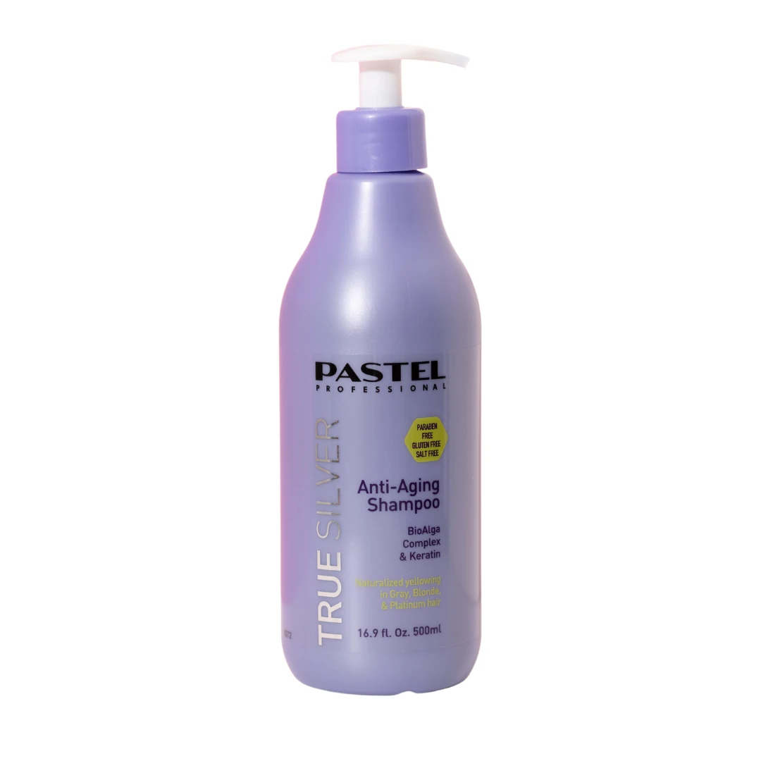 Pastel Professional True Silver Anti-Aging Shampoo 500ml(Pastel Professional Haircare Brass Removing Purple Shampoo For Blond Grey Hair) 3 Pastel Professional True Silver Anti-Aging Shampoo 500ml(Pastel Professional Haircare Brass Removing Purple Shampoo For Blond Grey Hair) - Image 3